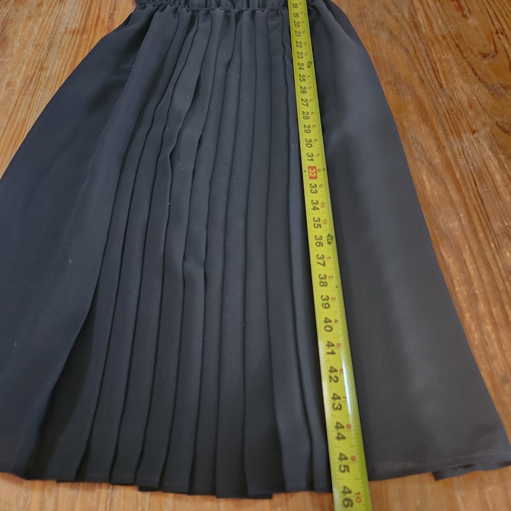 Vtg 80s Donna Morgan Small Pleated Sheer Chiffon Midi Dress Peter Pan Collar - Picture 10 of 15